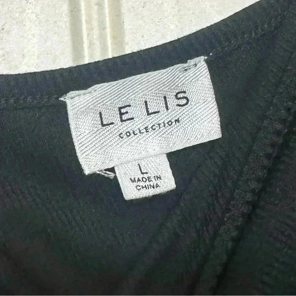 Women’s Le Lis One Shoulder Ribbed Long Sleeve Black Button Snap Body Suit Large - Picture 3 of 7